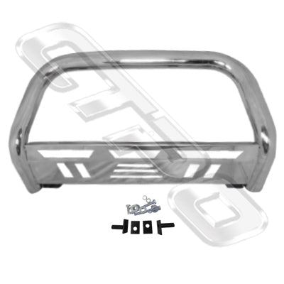 2588290-77 - FRONT NUDGE BAR - W/SKID PLATE - W/PARK SENSOR - POLISHED W/FITTING KIT - TO SUIT FORD RANGER PX2 PX3 2015- WILDTRACK