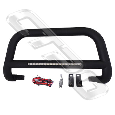 NBAR-10BLED - FRONT NUDGE BAR - WITH SINGLE LED BAR - BLACK- TO SUIT UNIVERSAL ** SELECT FITTING KIT **