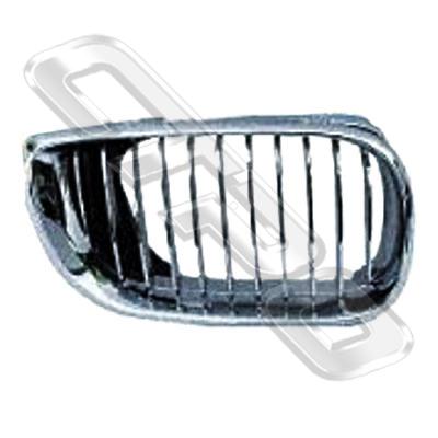 GRILLE - L/H - CHRM/CHRM/BLACK - TO SUIT BMW 3'S E46 2003- COUPE
