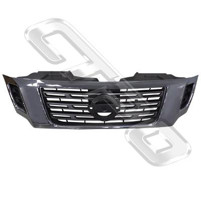 GRILLE - GREY - WITH CHROME FRAME - TO SUIT NISSAN NAVARA D23 NP300 2014- 2WD
