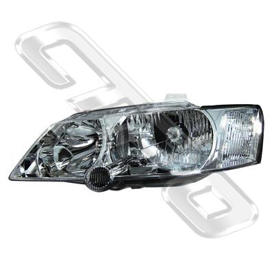 HEADLAMP - L/H - CHROME - W/CLR CNR LAMP - TO SUIT HOLDEN COMMODORE VY 2002- EXEC