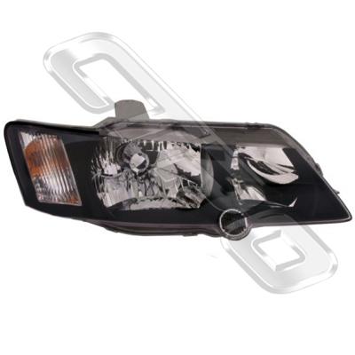 HEADLAMP - R/H - BLACK - W/CLEAR CORNER LAMP - TO SUIT HOLDEN COMMODORE VY 2002- S/SS/SV8
