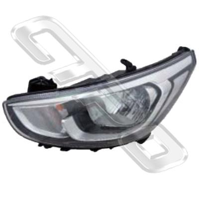 HEADLAMP - L/H - MANUAL - TO SUIT HYUNDAI ACCENT 2015- SEDAN FACELIFT
