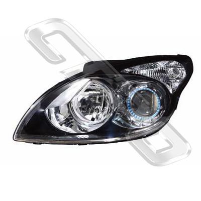HEADLAMP - L/H - BLACK - ELECTRIC - TO SUIT HYUNDAI I30 2008-
