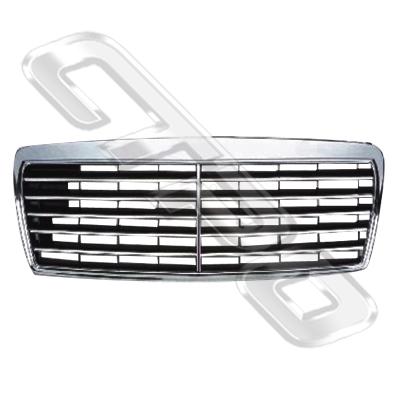 GRILLE - CHROME WITH BLACK - TO SUIT MERCEDES W210 E CLASS 1996-