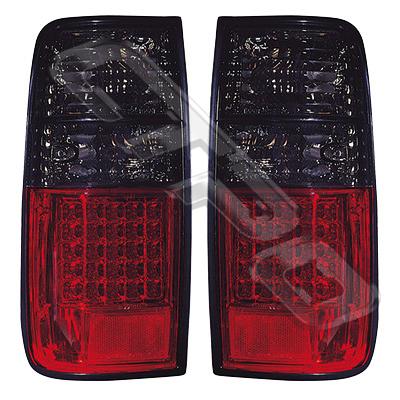 REAR LAMP SET - L&R - SMOKE/RED - LED TYPE - TO SUIT TOYOTA LANDCRUISER FJ82 1990-