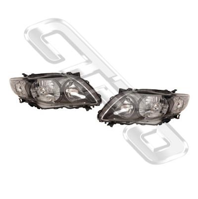 HEADLAMP SET - L&R - BLACK - TO SUIT TOYOTA COROLLA 2007- ALTIS SEDAN