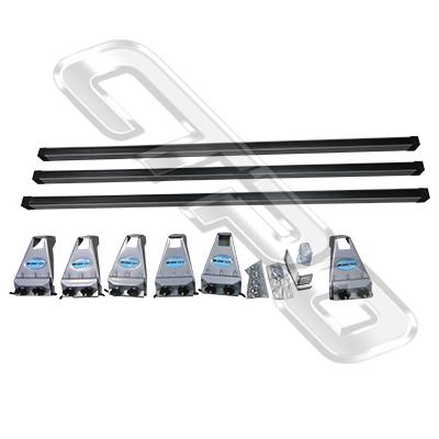 ROOF RACK SET - 3 BARS - ALUMINIUM - HEAVY DUTY (100KG) PER BAR - TO SUIT TOYOTA HIACE 2004-17