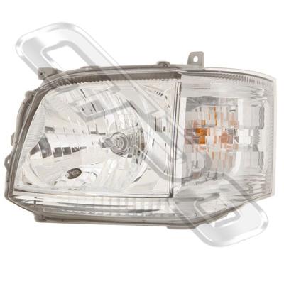 HEADLAMP - L/H - ELEC/MANUAL - NON BULB SHIELD - TO SUIT TOYOTA HIACE 2010- F/LIFT