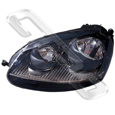 HEADLAMP - L/H - BLACK - ELECTRIC - TO SUIT VW GOLF MK5 2003- GTI