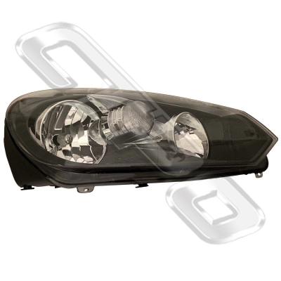 HEADLAMP - R/H - ELECTRIC - BLACK - H-TYPE - TO SUIT VW GOLF MK6 2009-