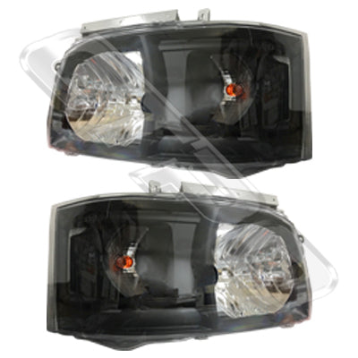 8194194-94PG - HEADLAMP SET - L&R - BLACK - TO SUIT TOYOTA HIACE 2004-