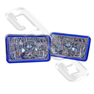 SL-3315B  - HEADLAMP SET - 2PCS - SEMI SEALED - BLUE - TO SUIT H4 P43T 6 1/2INCH 12V 5W 3PIN - RECTANGULAR