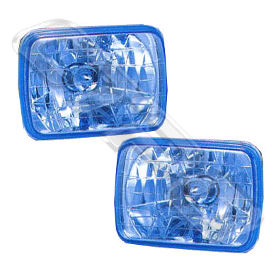 SL-3317 - HEADLAMP SET - 2PCS - SEMI SEALED - BLUE - TO SUIT H4 P43T 7INCH 12V 5W 3PIN - RECTANGULAR
