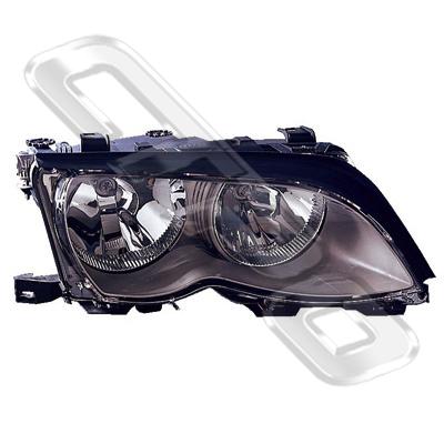 HEADLAMP - R/H - BLACK REFLECTOR - TO SUIT BMW 3'S E46 4D 2001-  F/L