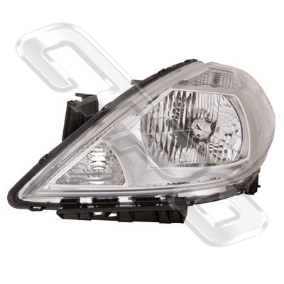 HEADLAMP - L/H - CHROME - MANUAL - CERTIFIED - TO SUIT NISSAN TIIDA - C11 - 5DR H/B - 2005- EARLY
