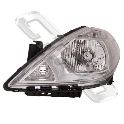 HEADLAMP - L/H - CHROME - MANUAL - TO SUIT NISSAN TIIDA - C11 - 5DR H/B - 2005- EARLY