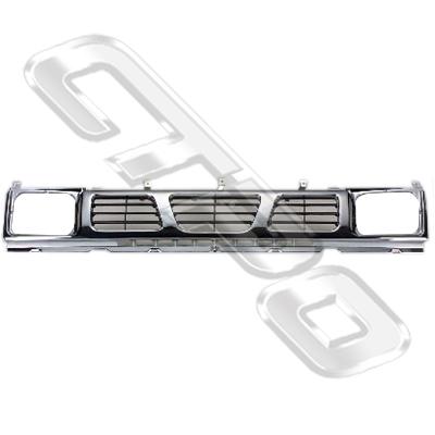 GRILLE - CHROME/DARK GREY - 2BX H/L - TO SUIT NISSAN NAVARA D21 1992-96