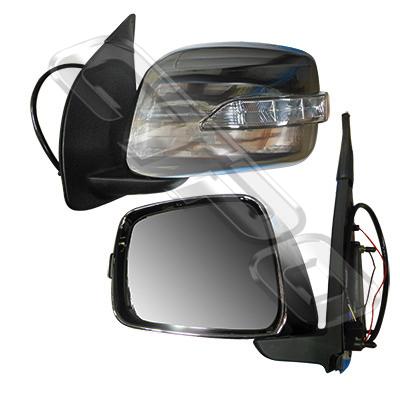 DOOR MIRROR - L/H - ELECTRIC - W/UPPER/LED - CHROME - TO SUIT NISSAN NAVARA D40 2005-07