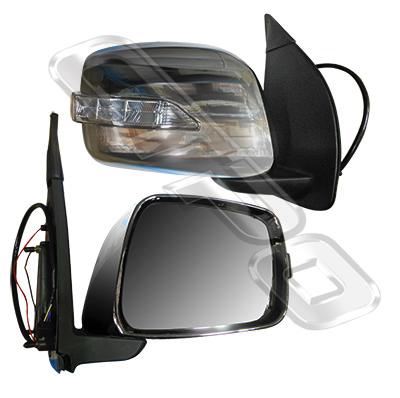 DOOR MIRROR - R/H - ELECTRIC - W/UPPER/LED - CHROME - TO SUIT NISSAN NAVARA D40 2005-07