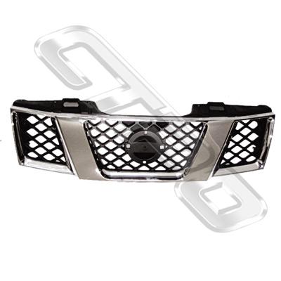 GRILLE - CROME/BLACK - TO SUIT NISSAN NAVARA D40 2005-07