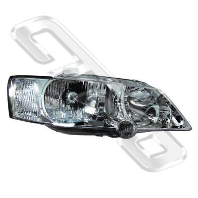 HEADLAMP - R/H - CHROME - W/CLR CNR LAMP - TO SUIT HOLDEN COMMODORE VY 2002-  EXEC