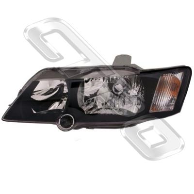 HEADLAMP - L/H - BLACK - W/CLEAR CORNER LAMP - TO SUIT HOLDEN COMMODORE VY 2002-  S/SS/SV8