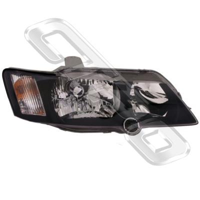 HEADLAMP - R/H - BLACK - W/CLEAR CORNER LAMP - TO SUIT HOLDEN COMMODORE VY 2002-  S/SS/SV8