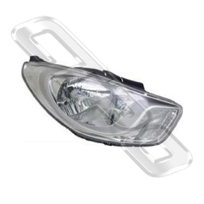 HEADLAMP - R/H - ELECTRIC - CHROME - TO SUIT HYUNDAI ACCENT 2010- SEDAN