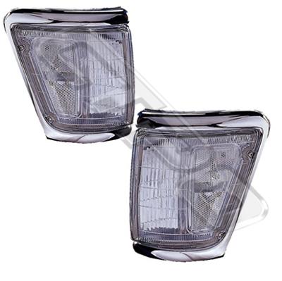CORNER LAMP - SET - L&R - CLEAR - CHROME TRIM - TO SUIT TOYOTA HILUX 4WD 1992-