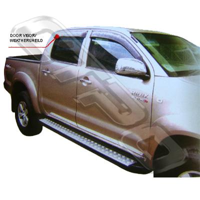 DOOR VISOR/WEATHERSHEILD SET - TRANSPARENT BLACK - TO SUIT TOYOTA HILUX 2005-  4 DOOR