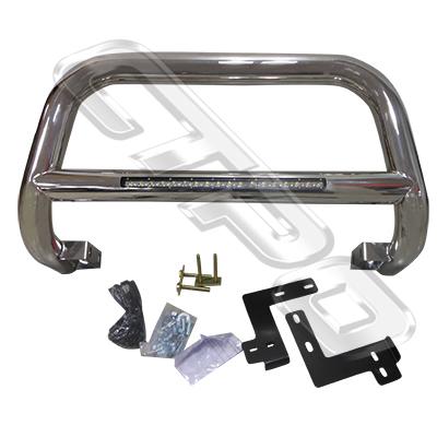 FRONT NUDGE BAR - WITH SINGLE LED BAR - POLISHED - TO SUIT TOYOTA HILUX 2015-17