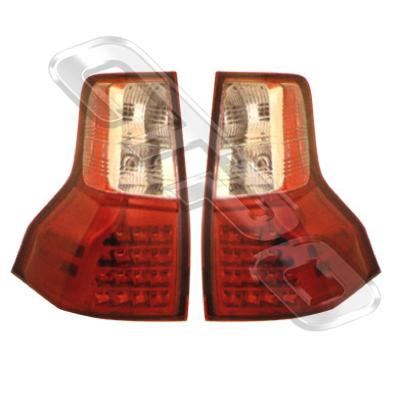 REAR LAMP SET - L&R - RED/CLEAR - LED - TO SUIT TOYOTA PRADO KZJ150 2009-