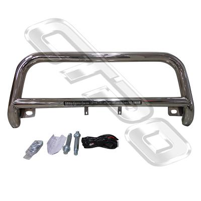FRONT NUDGE BAR - WITH SINGLE LED BAR - POLISHED - TO SUIT TOYOTA HIACE 2004-17  WIDE