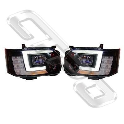 HEADLAMP SET - L&R - BLACK - DRL LOOK - TO SUIT TOYOTA HIACE 2014- F/LIFT LATE