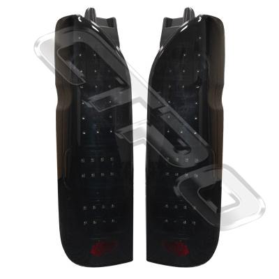 REAR LAMP - SET - L&R - BLACK - LED - SMOKEY LENS - TO SUIT TOYOTA HIACE 2004-