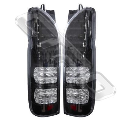 REAR LAMP - SET - L&R - BLACK - LED - CLEAR LENS - TO SUIT TOYOTA HIACE 2004-
