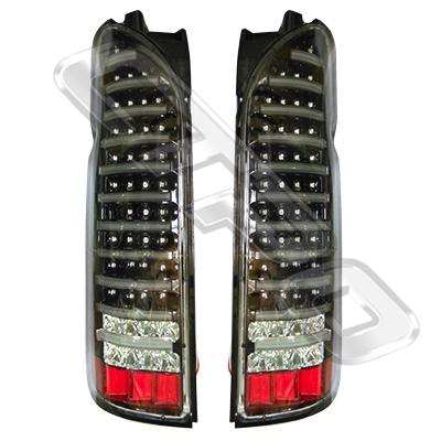 REAR LAMP - SET - L&R - FULL LED - BLACK - TO SUIT TOYOTA HIACE 2004-